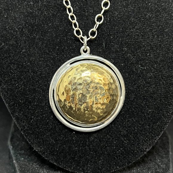 Barse Sterling Silver Cable Chain Necklace With Silver/Gold Tone Pendant (3697) - Picture 2 of 7